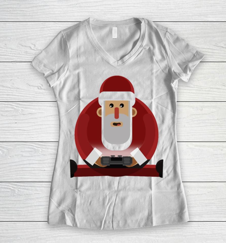 Gamer Funny Christmas Santa Gaming Video Game Novelty Women V-Neck T-Shirt