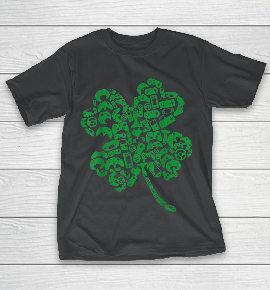 Gamer Gift Game Shamrock Men Boys Kids Irish St Patricks Day T-Shirt