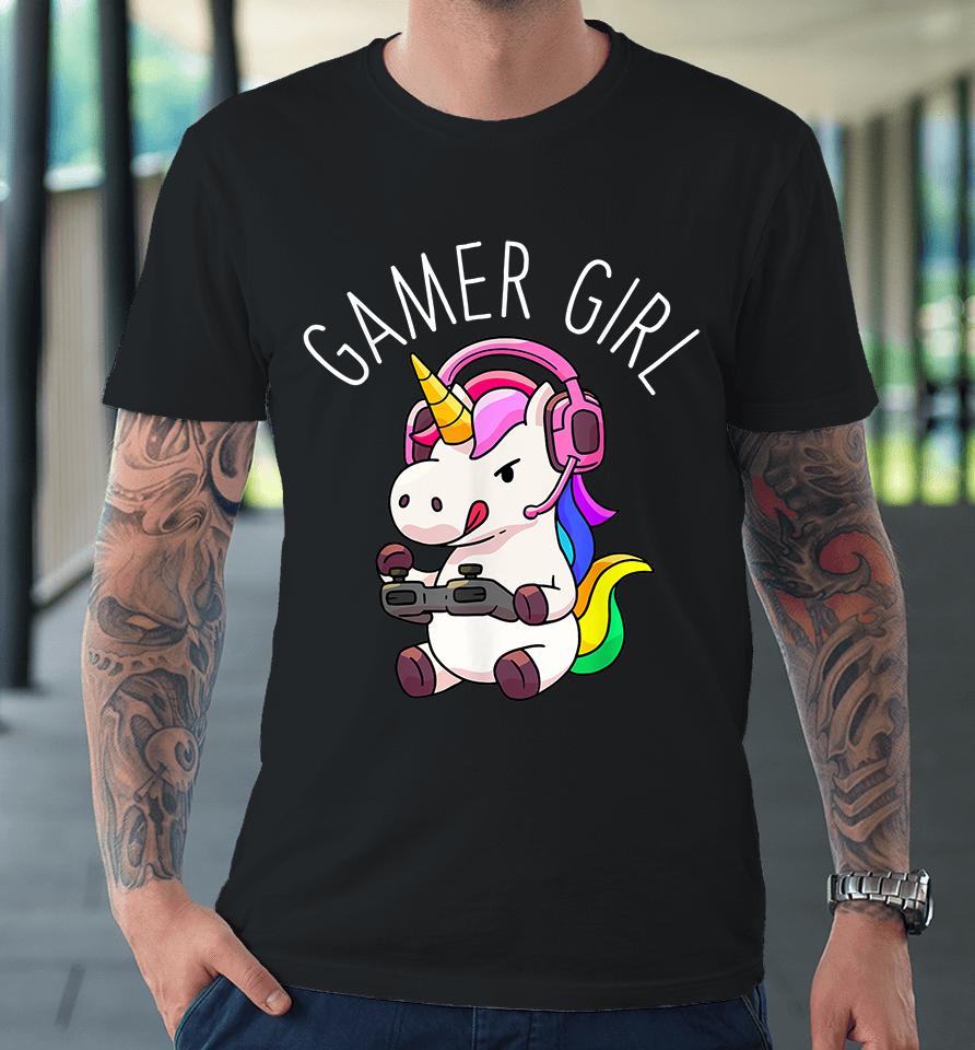 Gamer Girl Unicorn Premium T-Shirt