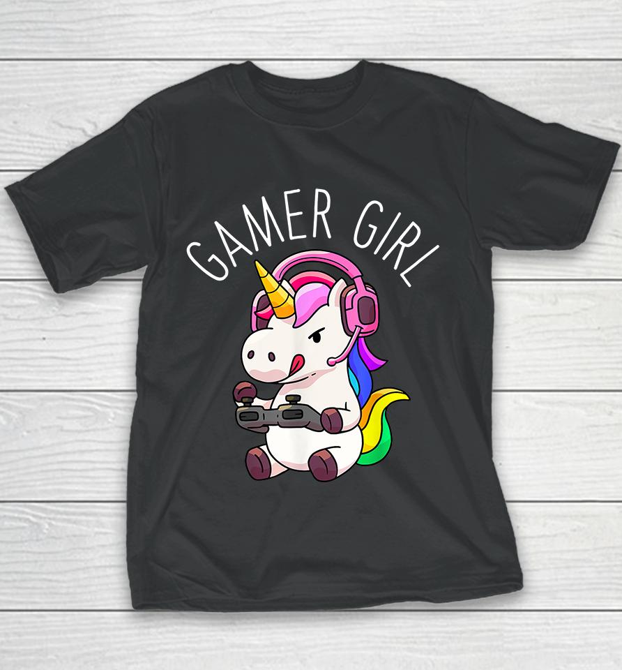 Gamer Girl Unicorn Youth T-Shirt