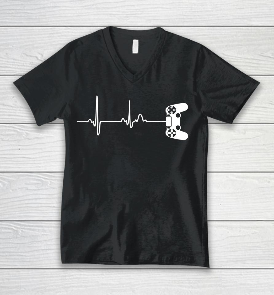 Gamer Heartbeat Unisex V-Neck T-Shirt