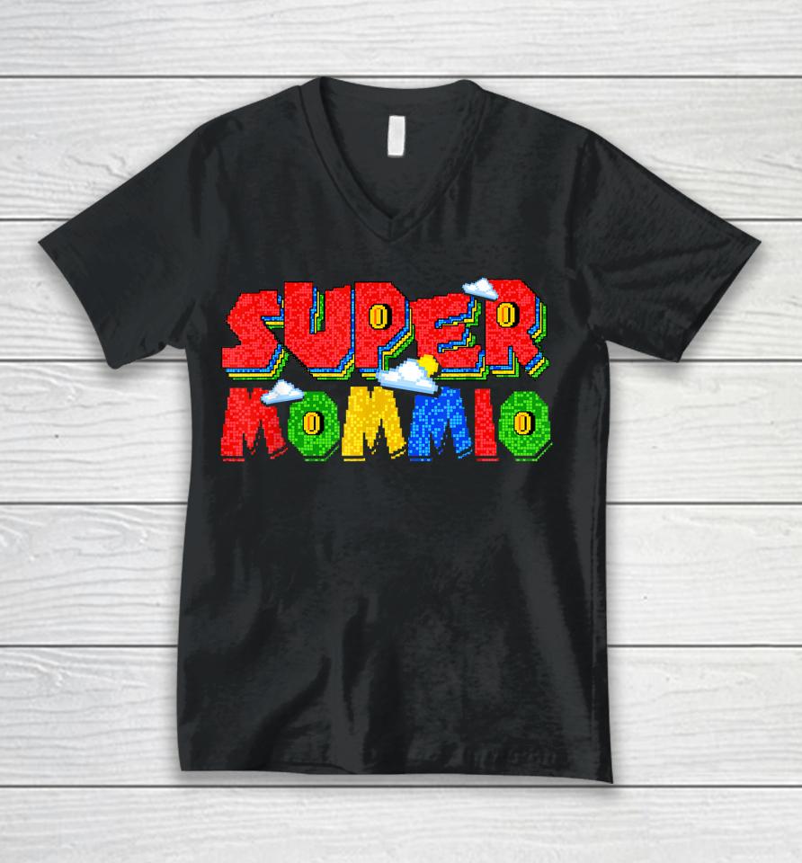 Gamer Mommio Super Mom Mother's Day Funny Gift From Kids Unisex V-Neck T-Shirt