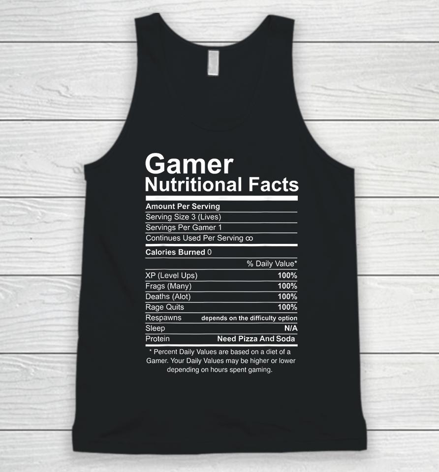 Gamer Nutritional Facts Unisex Tank Top