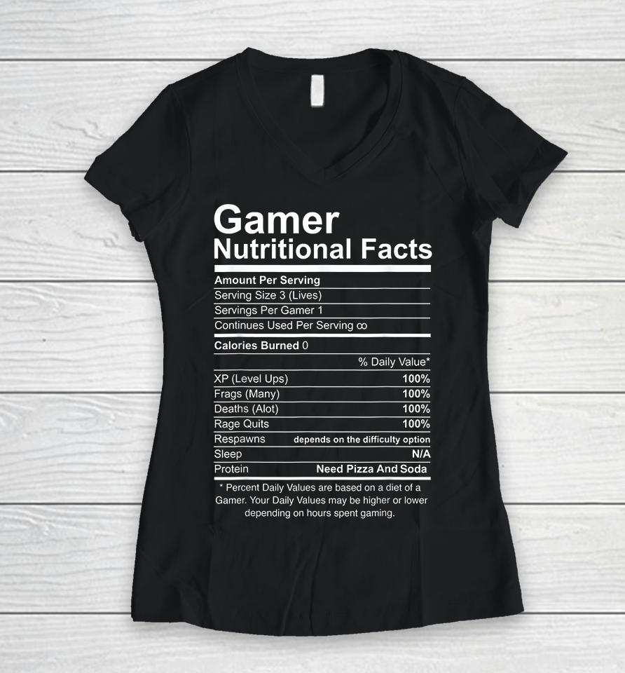 Gamer Nutritional Facts Women V-Neck T-Shirt