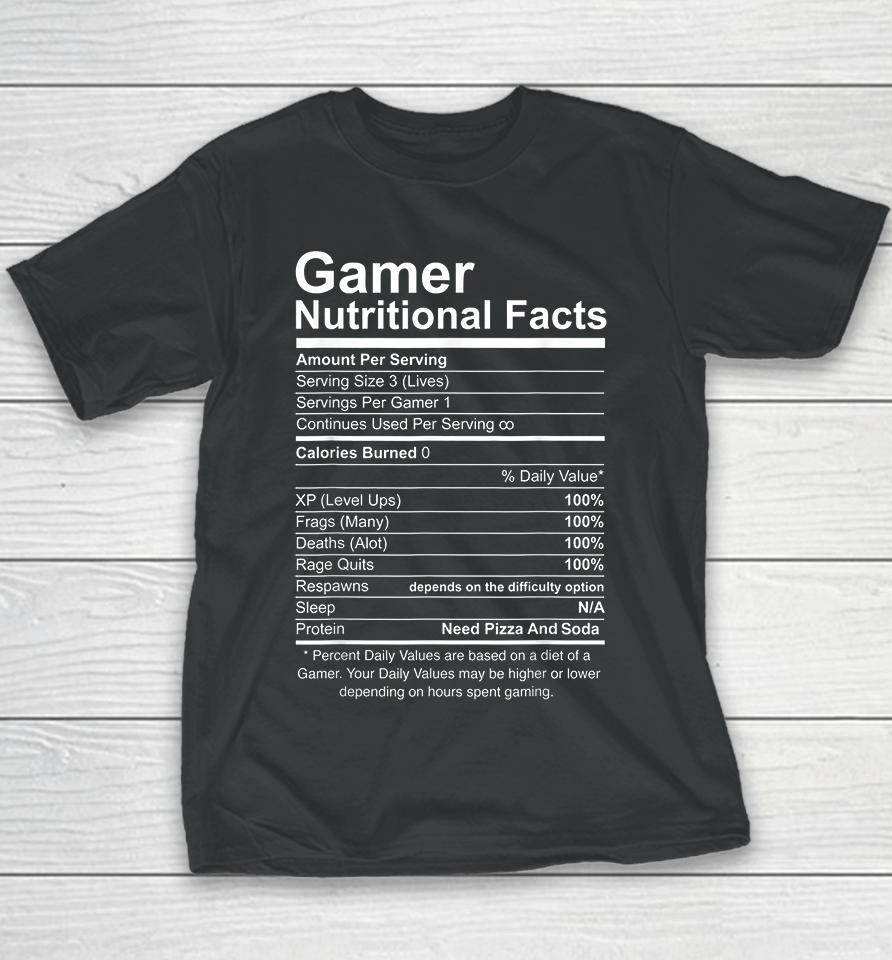 Gamer Nutritional Facts Youth T-Shirt