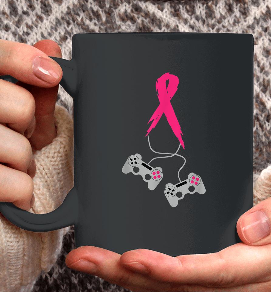 Gamer Pink Ribbon Breast Cancer Awareness Video Games Coffee Mug