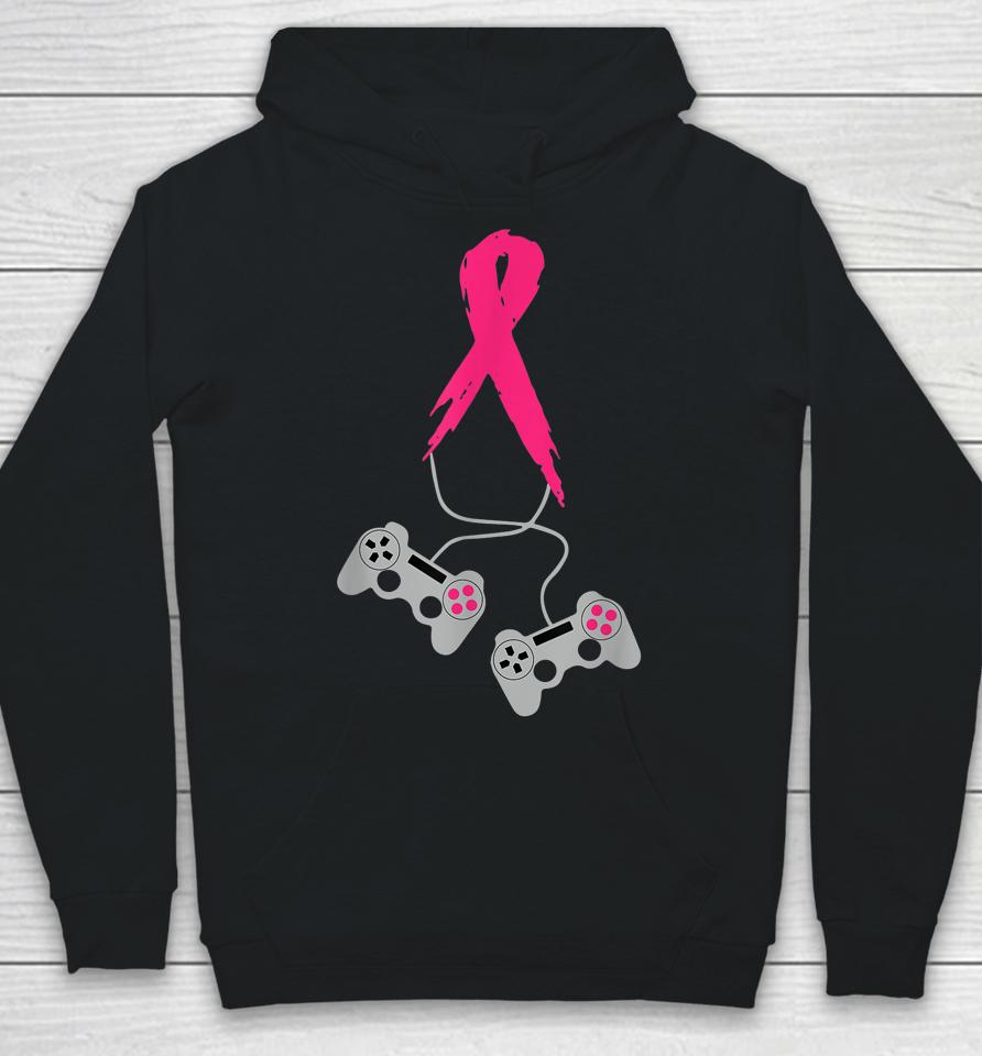 Gamer Pink Ribbon Breast Cancer Awareness Video Games Hoodie
