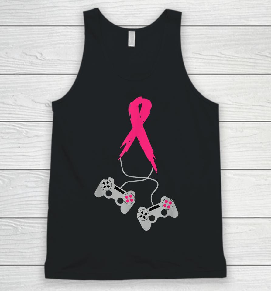 Gamer Pink Ribbon Breast Cancer Awareness Video Games Unisex Tank Top