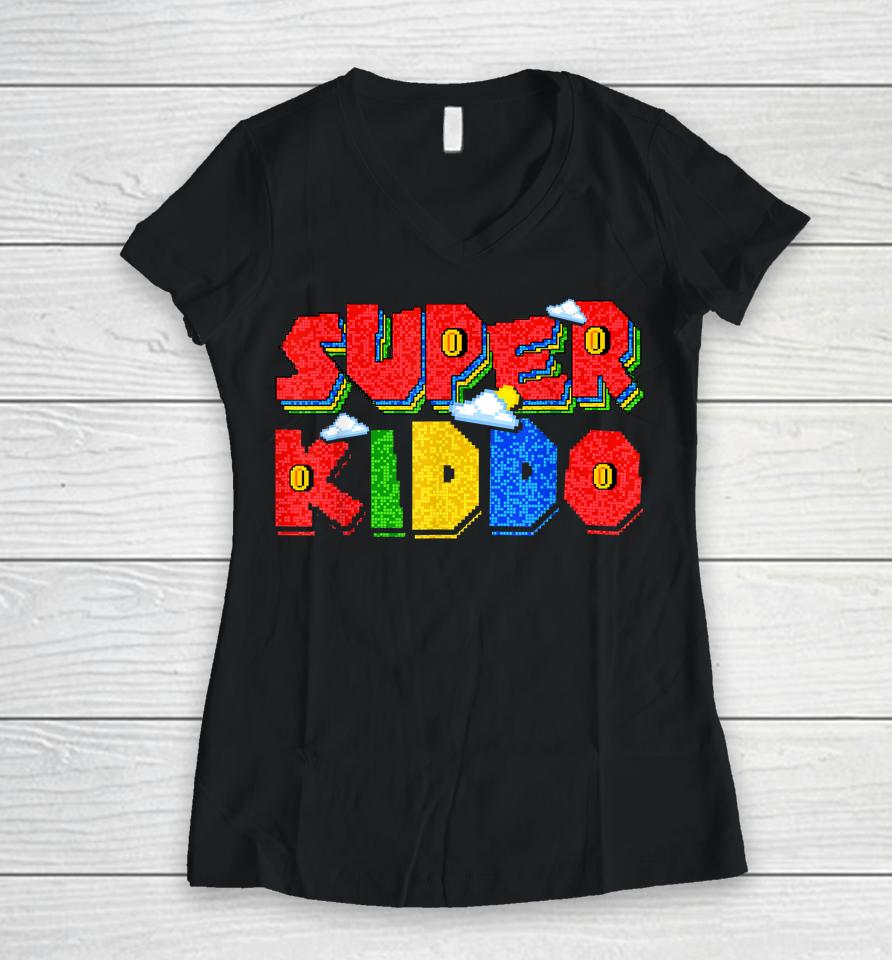 Gamer Super Kiddo Women V-Neck T-Shirt