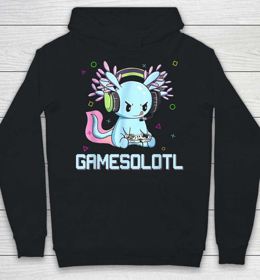 Gamesolotl Cute Axolotl Video Gamer Kawaii Anime Boys Girls Hoodie