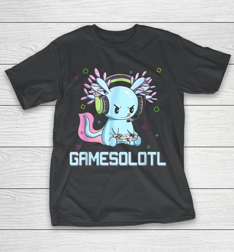 Gamesolotl Cute Axolotl Video Gamer Kawaii Anime Boys Girls T-Shirt