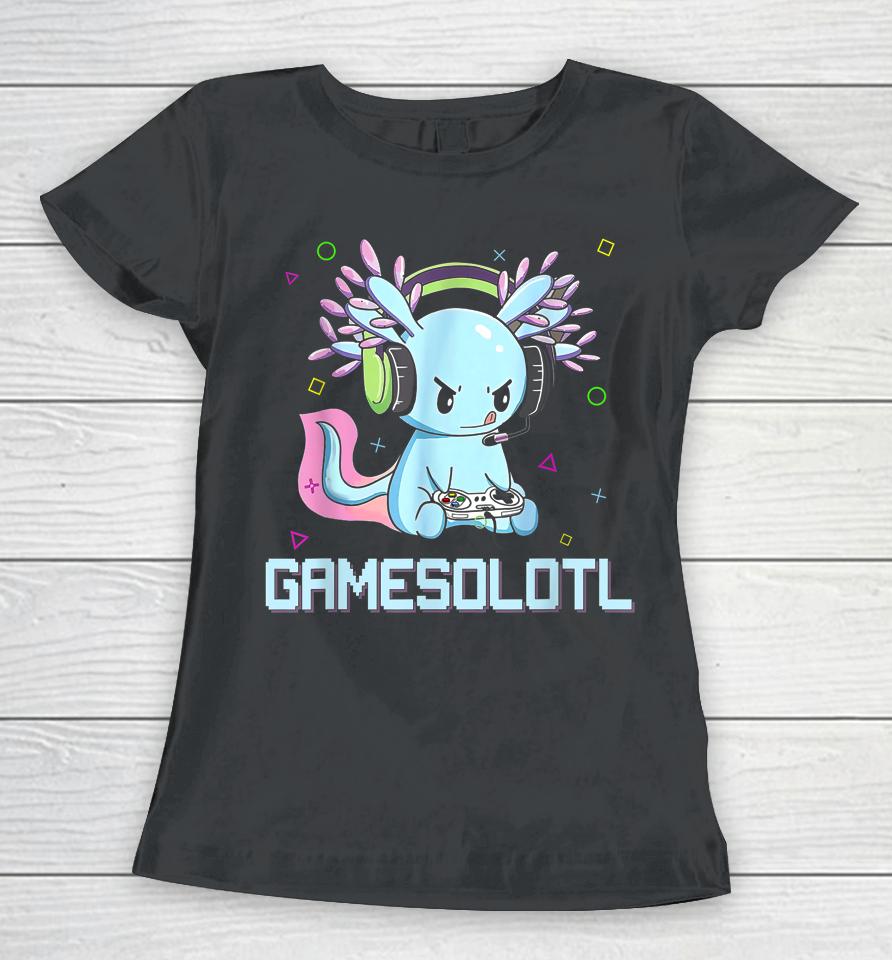 Gamesolotl Cute Axolotl Video Gamer Kawaii Anime Boys Girls Women T-Shirt