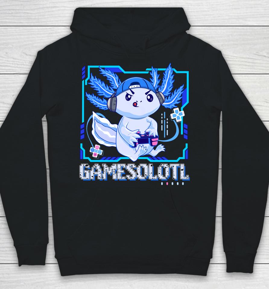 Gamesolotl Gamer Axolotl Video Games Anime Lizard Hoodie