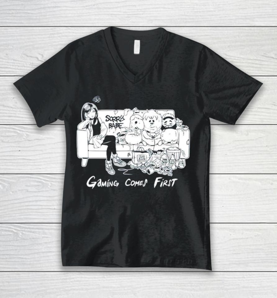 Gaming Comes First Unisex V-Neck T-Shirt