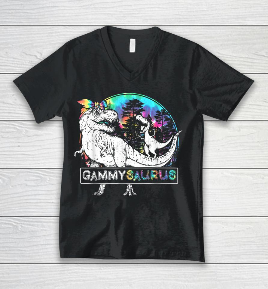 Gammy Saurus Funny Dino Tie Dye Bandana Mother's Day Unisex V-Neck T-Shirt