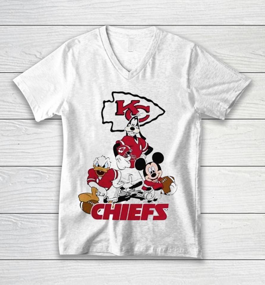 Gangster Mickey Mouse Nfl Kansas City Chiefs Football Players Logo Unisex V-Neck T-Shirt