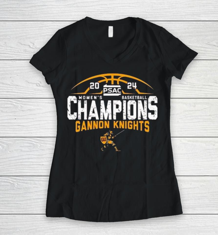 Gannon University Women’s Basketball 2024 Psac Tournament Champions Women V-Neck T-Shirt