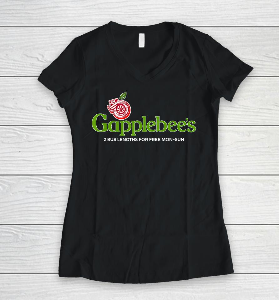 Gapplebee's Drag Racing Car Women V-Neck T-Shirt