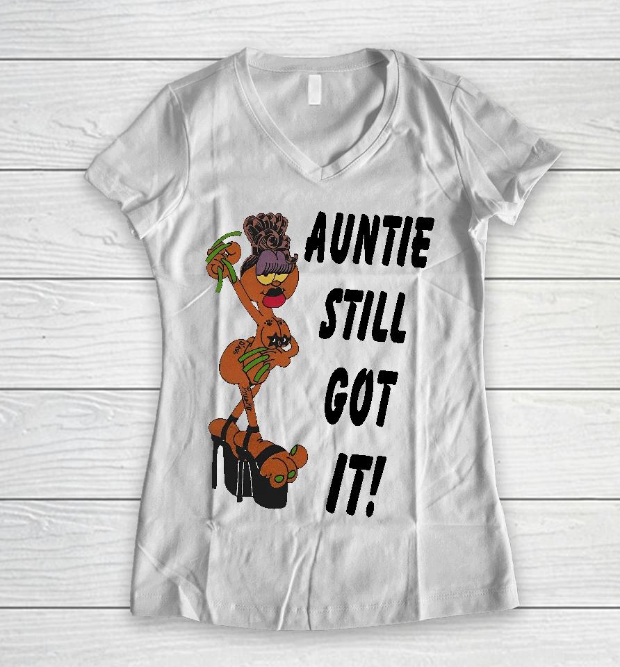 Garfied Auntie Still Got It Women V-Neck T-Shirt