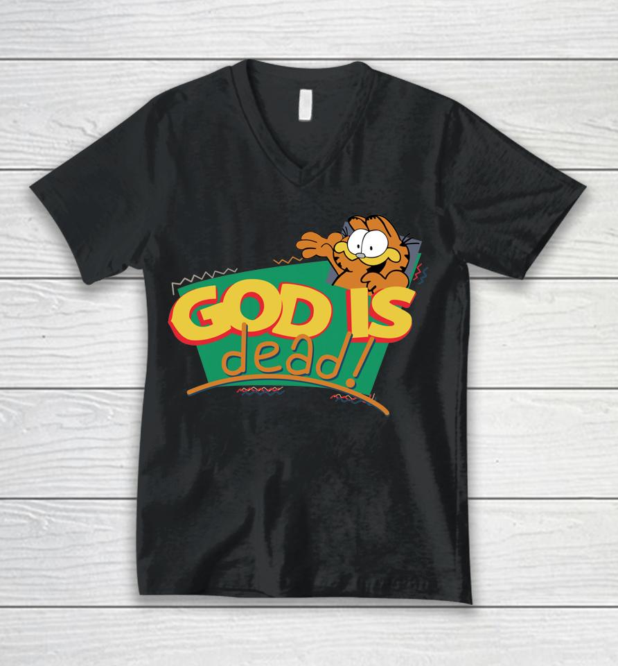 Garfield God Is Dead Unisex V-Neck T-Shirt