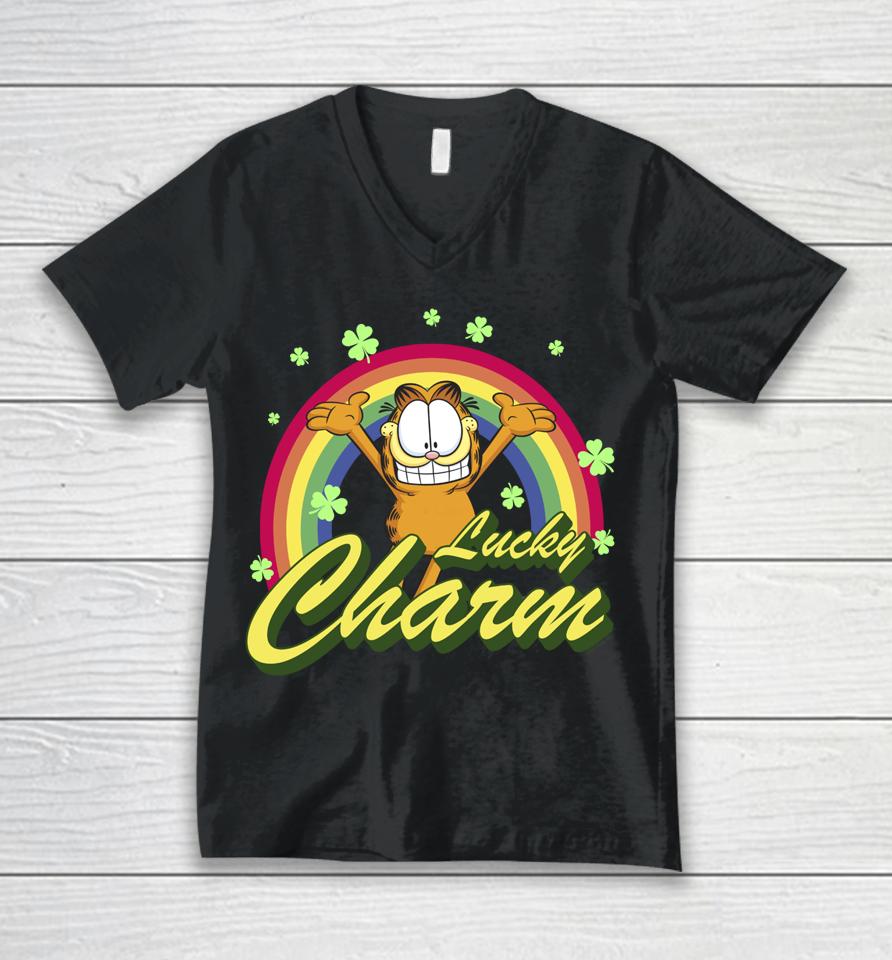 Garfield Lucky Charm Rainbow St Patrick's Day Unisex V-Neck T-Shirt