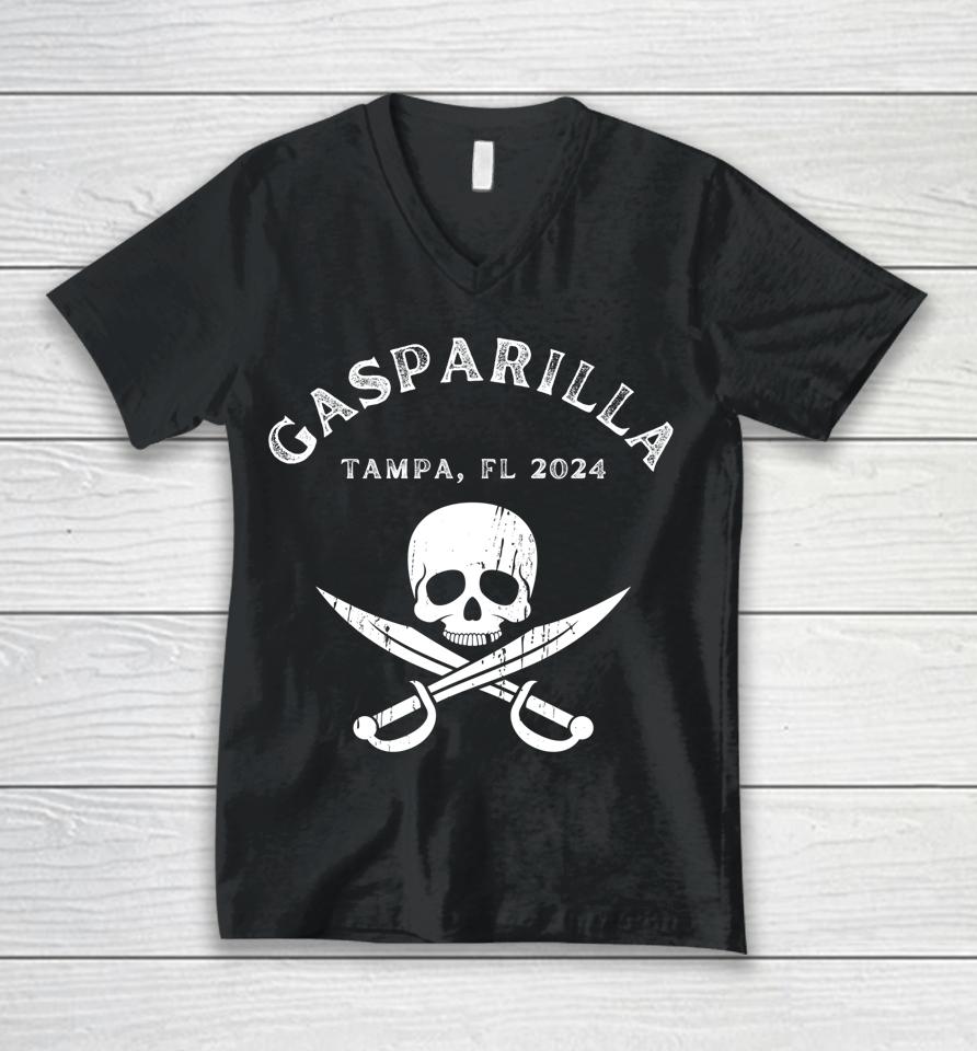 Gasparilla 2024 Pirate Festival Tampa Fl Jolly Roger Unisex V-Neck T-Shirt