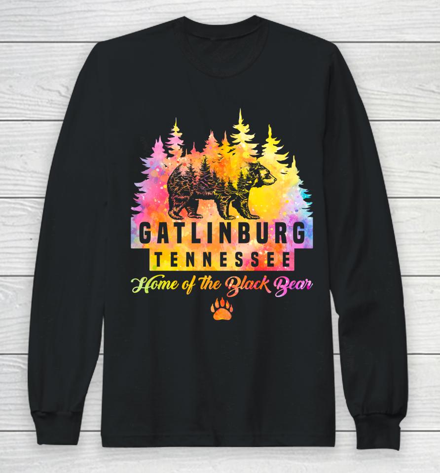 Gatlinburg Tennessee Bear Great Smoky Mountains Tie Dye Long Sleeve T-Shirt