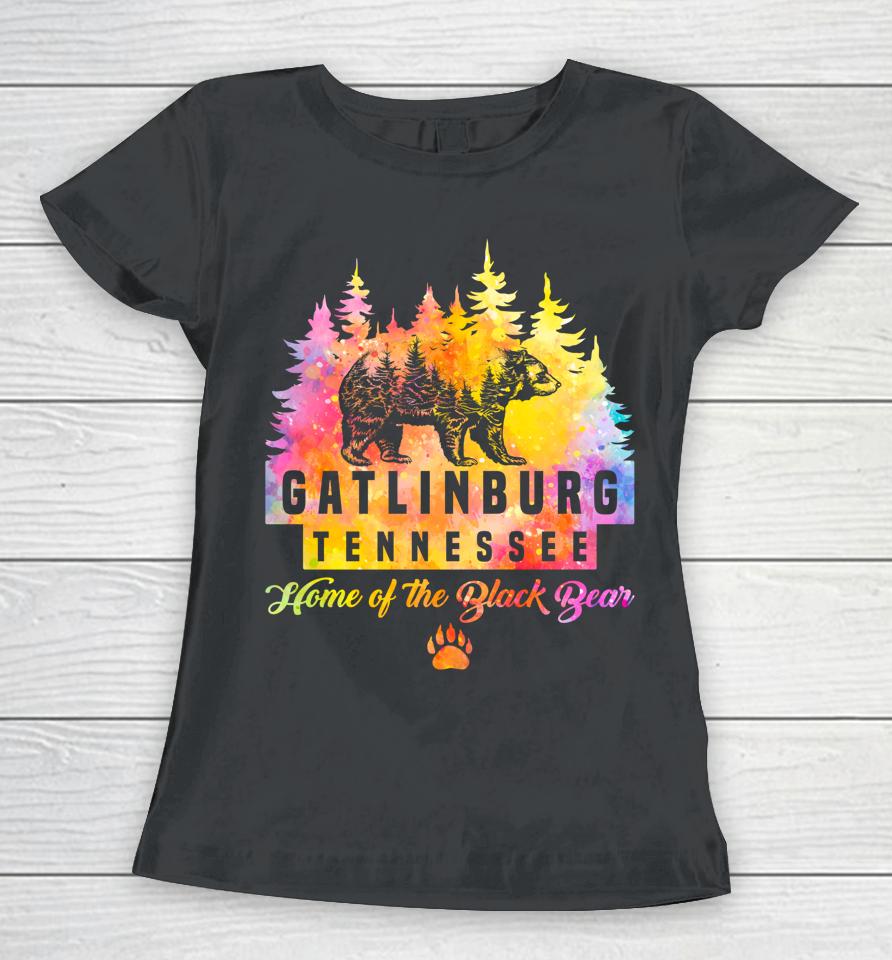 Gatlinburg Tennessee Bear Great Smoky Mountains Tie Dye Women T-Shirt