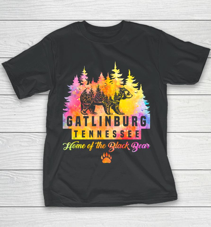 Gatlinburg Tennessee Bear Great Smoky Mountains Tie Dye Youth T-Shirt