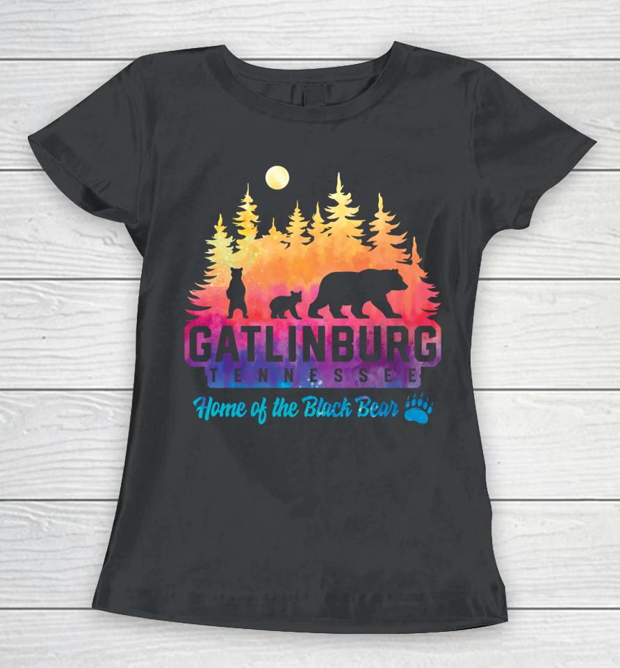 Gatlinburg Tennessee Bear Great Smoky Mountains Tie Dye Women T-Shirt