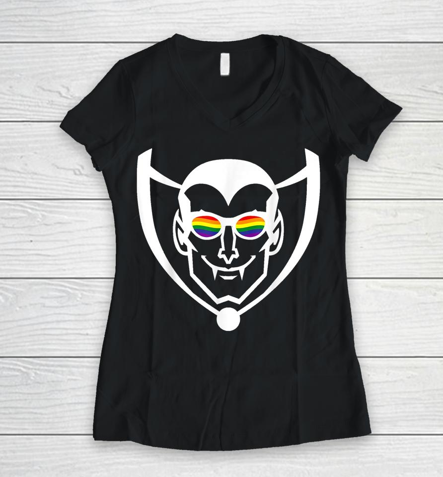 Gay Dracula Lgbt Pride Women V-Neck T-Shirt