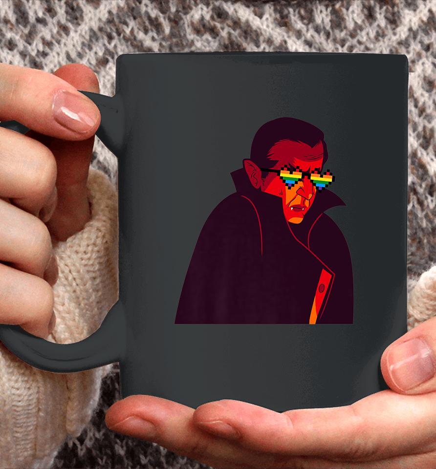 Gay Dracula Rainbow Sunglasses Vampire Halloween Lgbt Coffee Mug