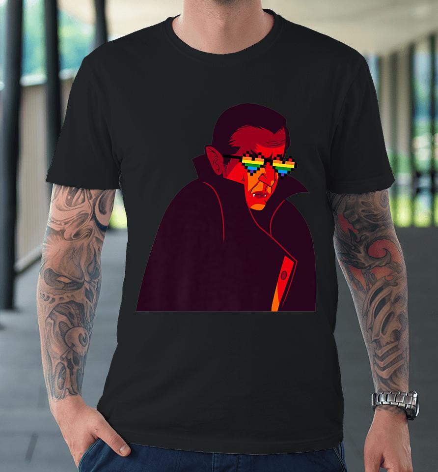 Gay Dracula Rainbow Sunglasses Vampire Halloween Lgbt Premium T-Shirt