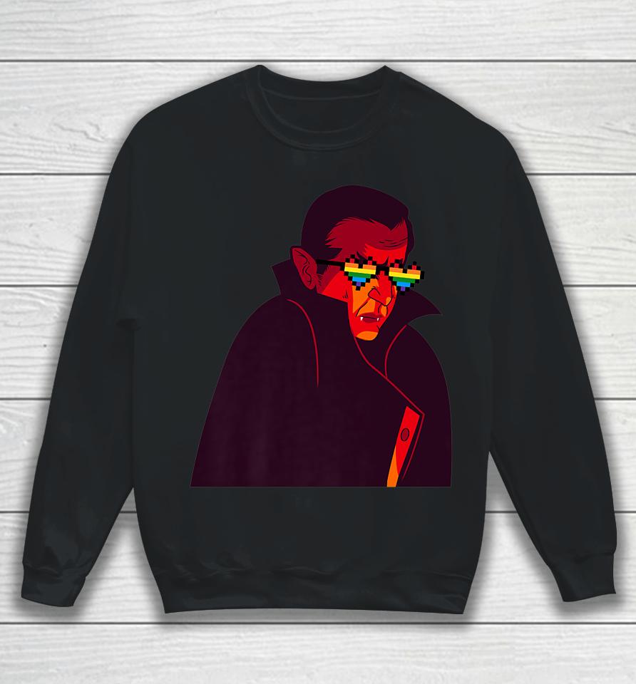 Gay Dracula Rainbow Sunglasses Vampire Halloween Lgbt Sweatshirt