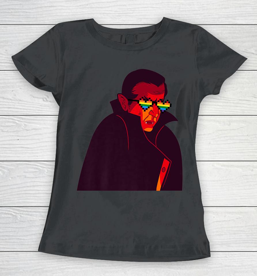 Gay Dracula Rainbow Sunglasses Vampire Halloween Lgbt Women T-Shirt