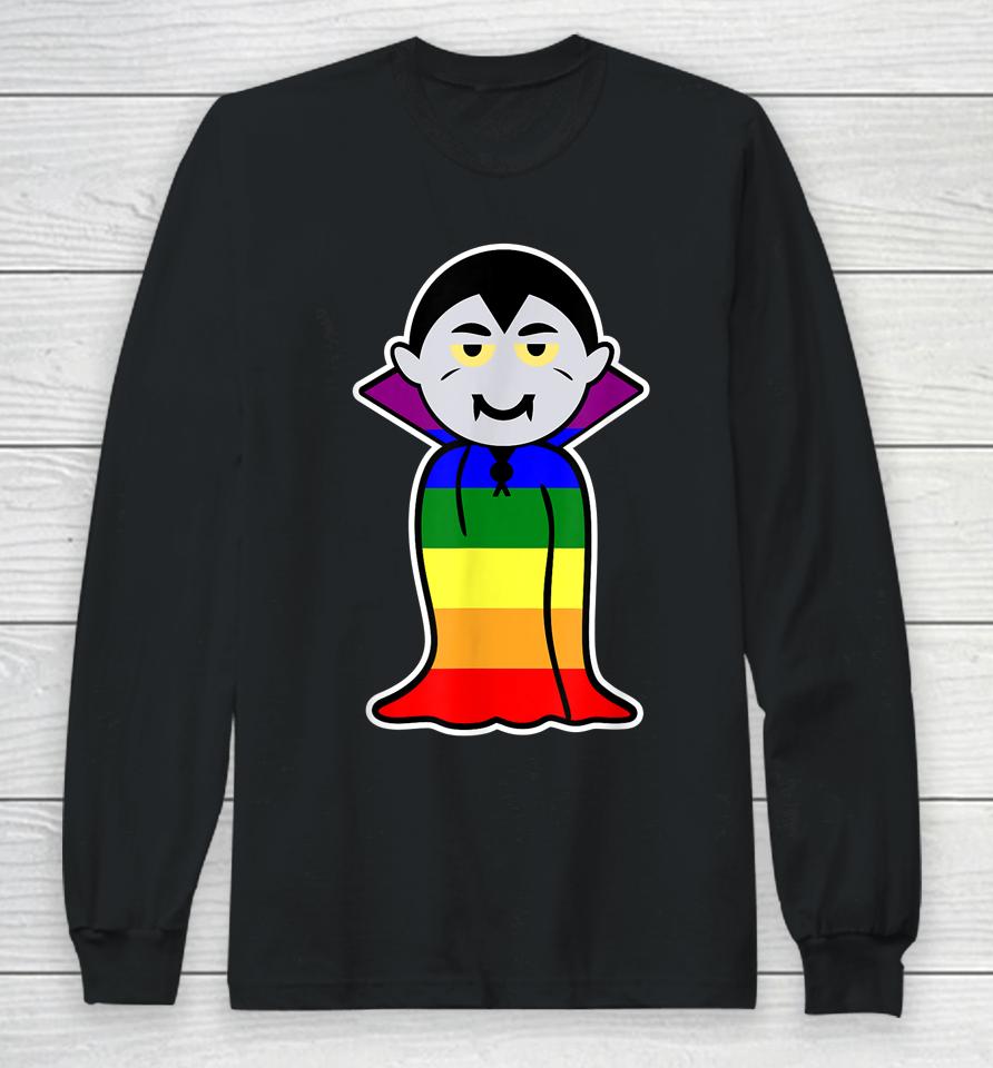 Gay Dracula With Rainbowcolors Cape Long Sleeve T-Shirt