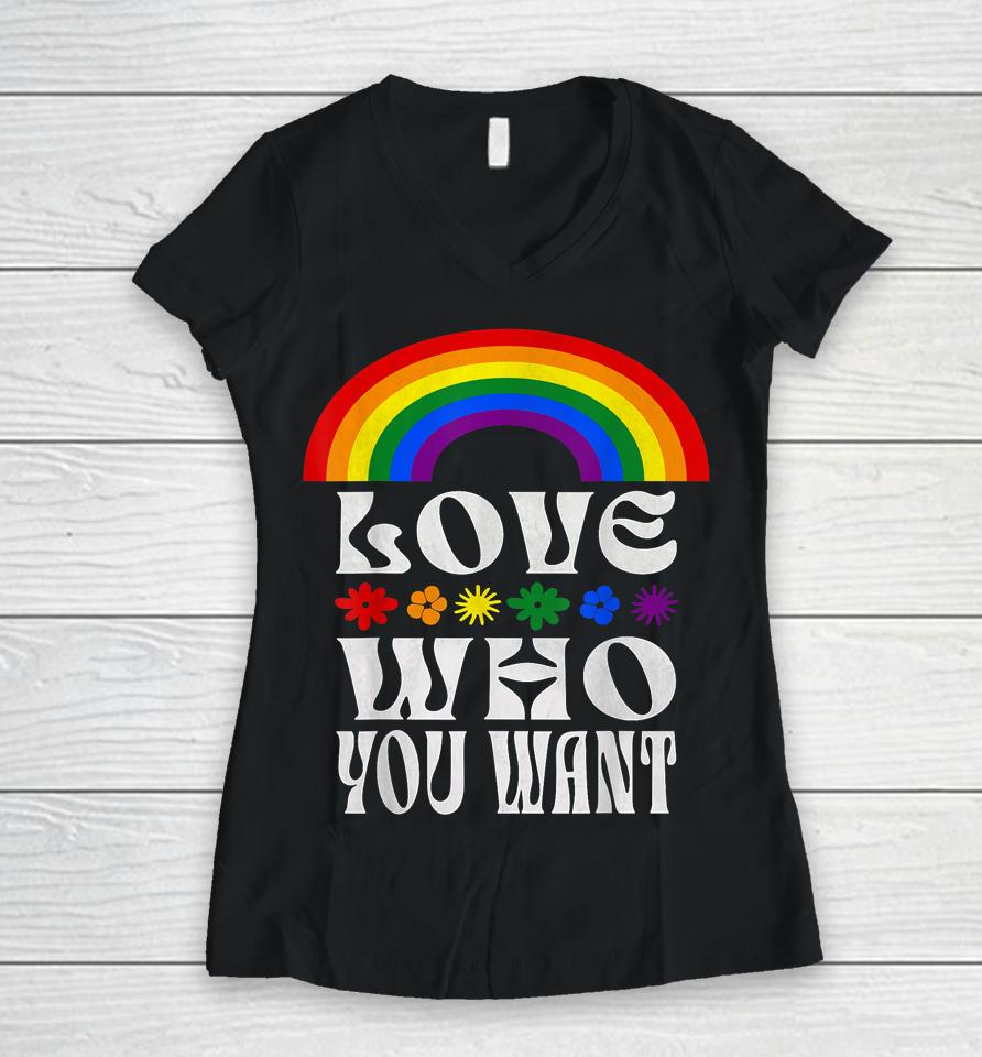 Gay Pride Month Love Lgbt Pride Month Transgender Lesbian Women V-Neck T-Shirt