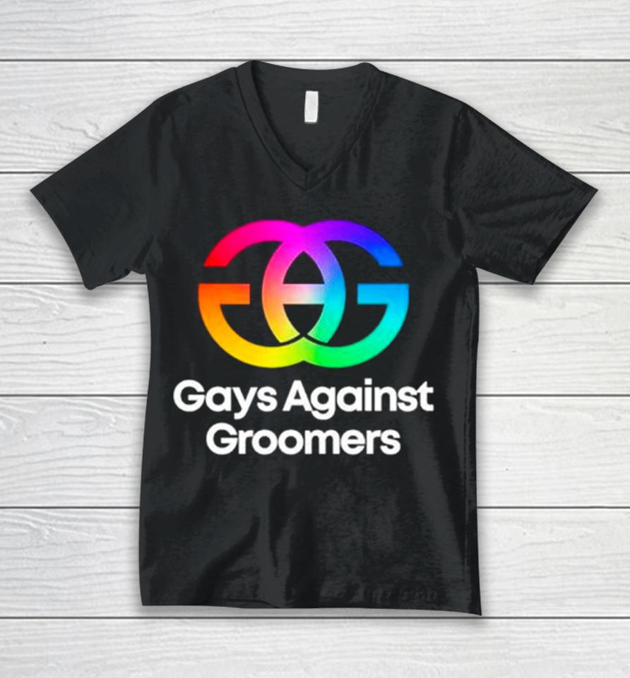 Gays Against Groomers Gag Logo Unisex V-Neck T-Shirt