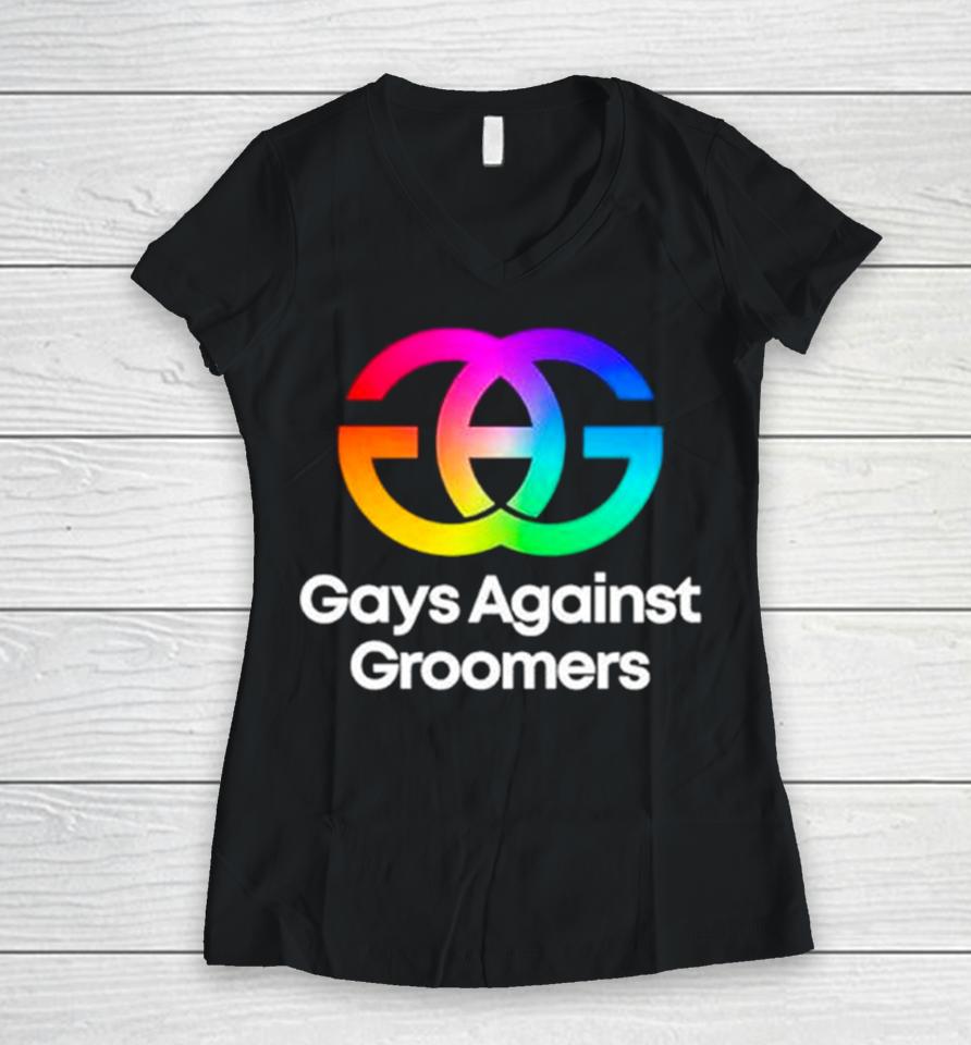 Gays Against Groomers Gag Logo Women V-Neck T-Shirt
