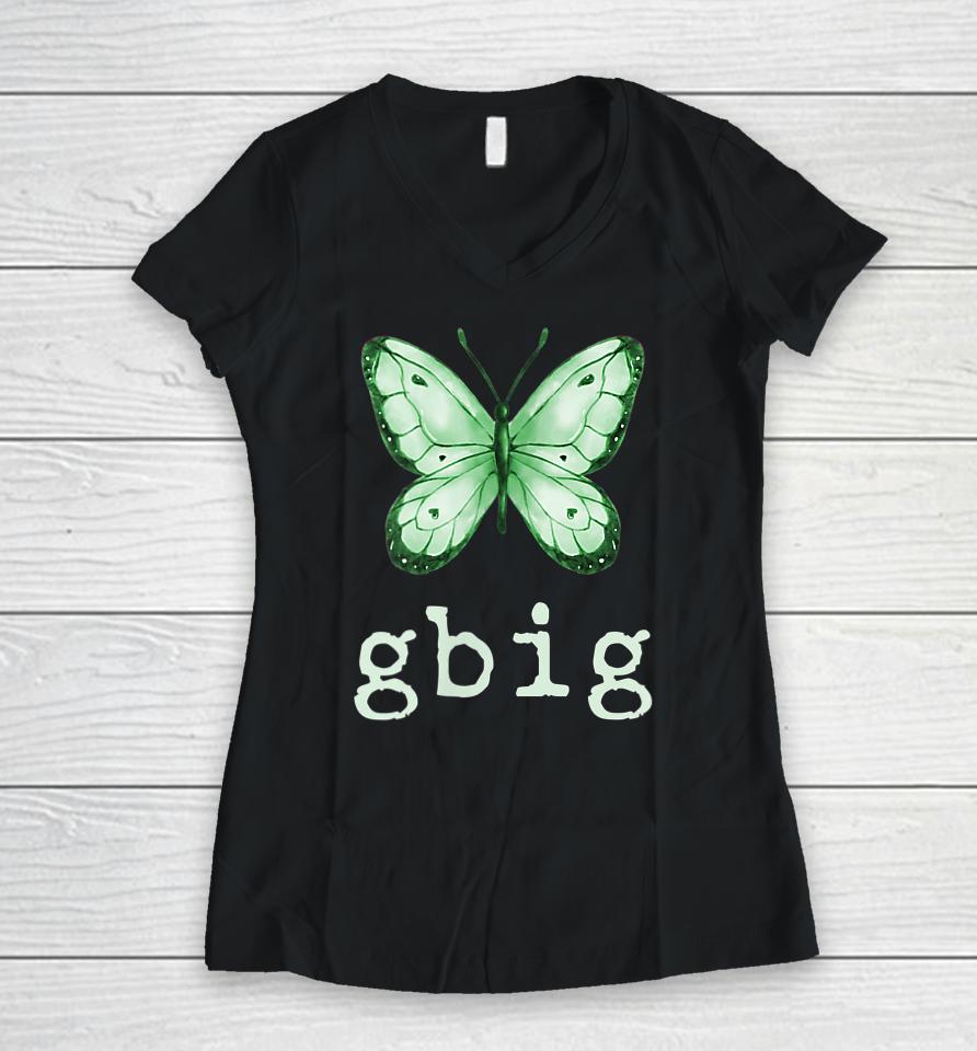 Gbig Butterfly Sorority Reveal Big Little For Lil Sister Women V-Neck T-Shirt