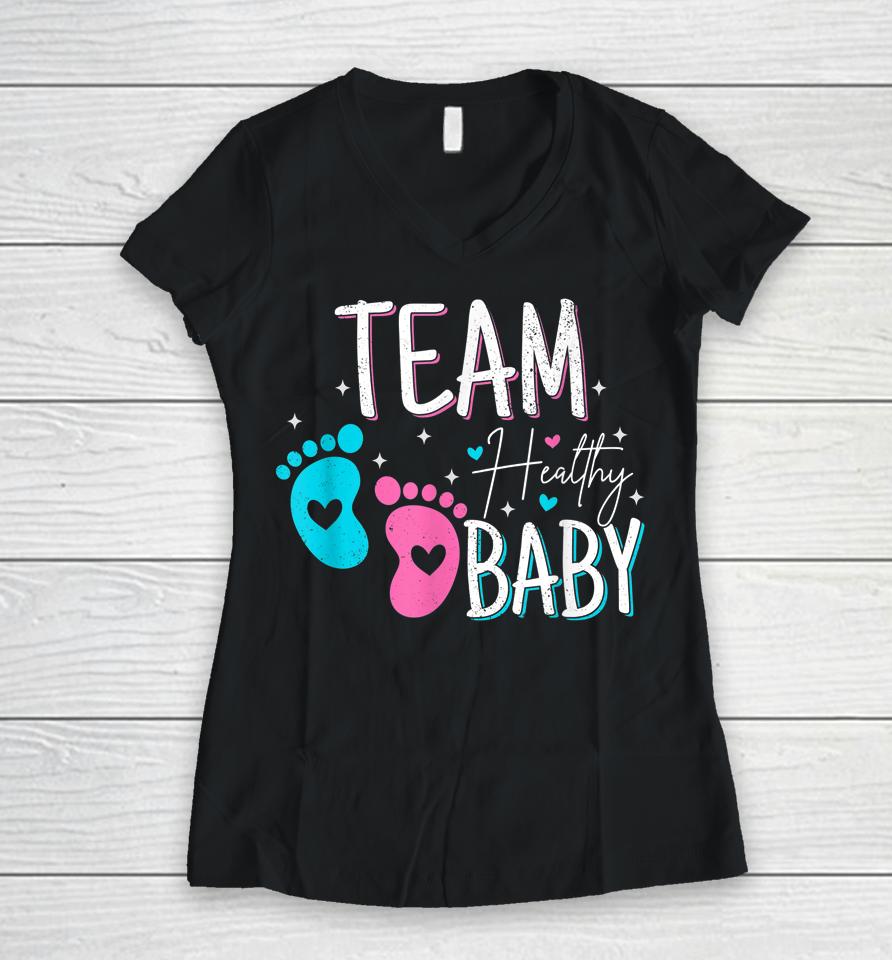 Gender Reveal Of Team Healthy Baby Women V-Neck T-Shirt