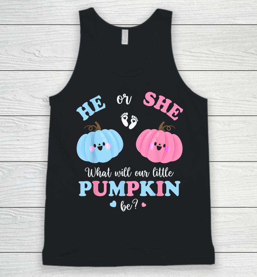Gender Reveal Party Cute Pumpkin Baby Shower Mom And Dad Unisex Tank Top