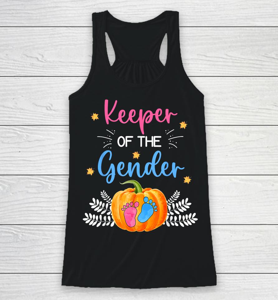 Gender Reveal Party Cute Pumpkin Baby Shower Mom And Dad Racerback Tank