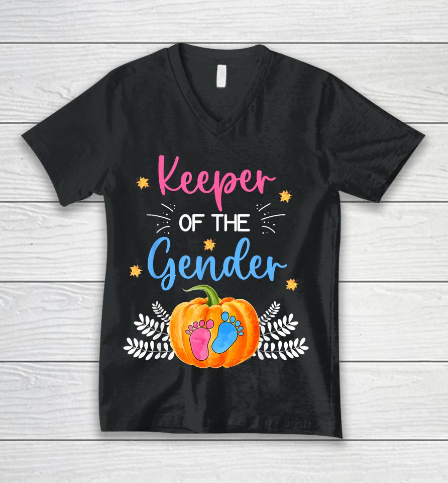 Gender Reveal Party Cute Pumpkin Baby Shower Mom And Dad Unisex V-Neck T-Shirt
