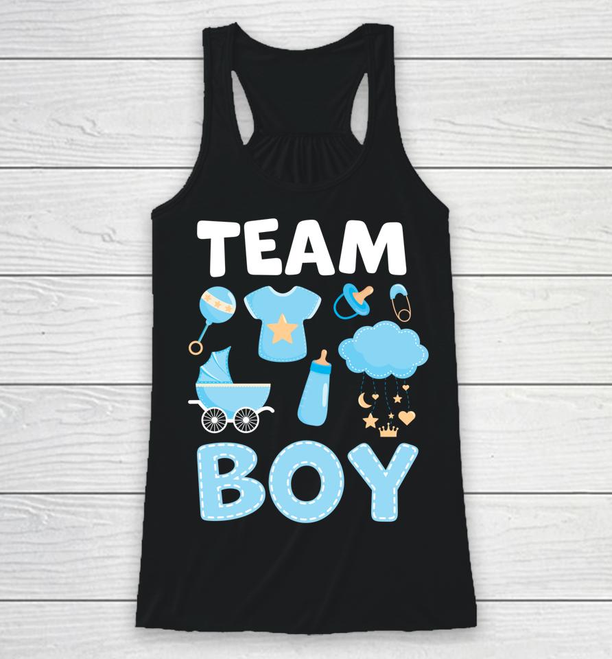 Gender Reveal Team Boy Blue Racerback Tank