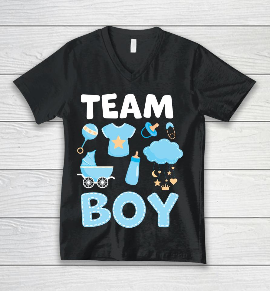 Gender Reveal Team Boy Blue Unisex V-Neck T-Shirt