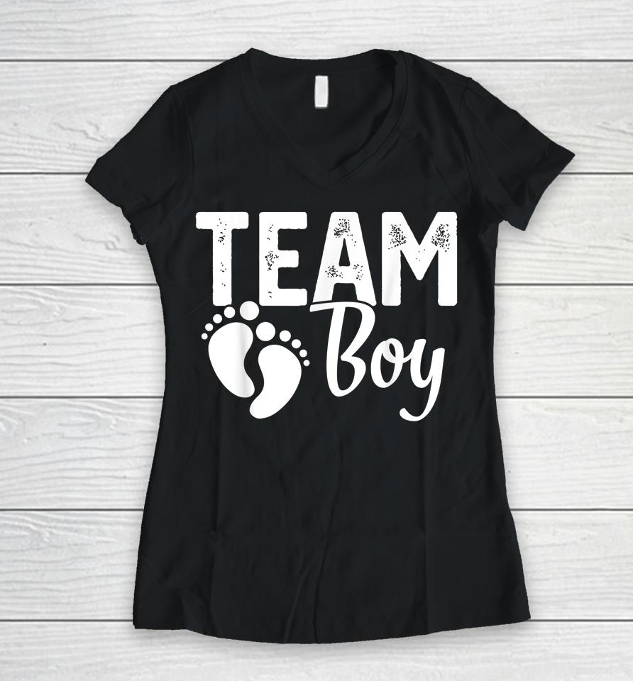 Gender Reveal Team Boy Women V-Neck T-Shirt