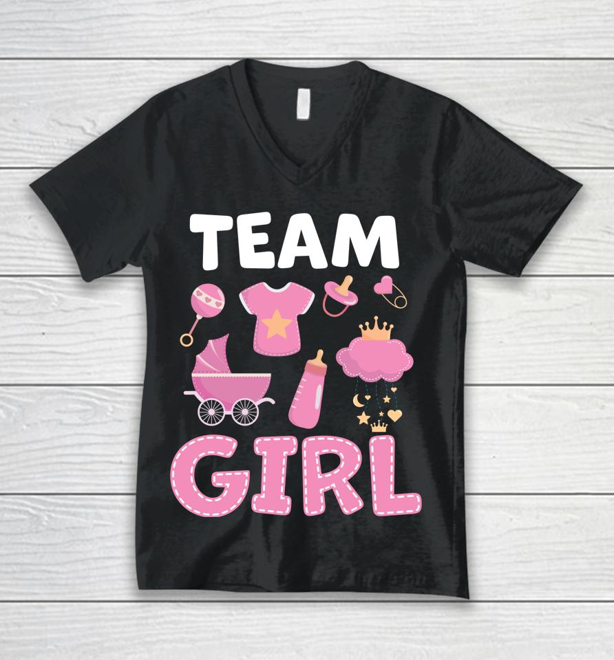 Gender Reveal Team Girl Pink Unisex V-Neck T-Shirt