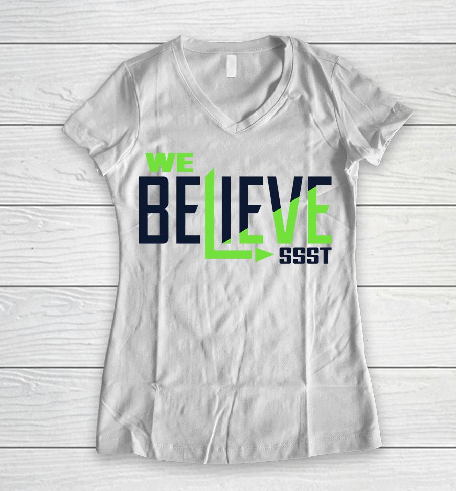 Geno Smith We Believe Ssst Women V-Neck T-Shirt