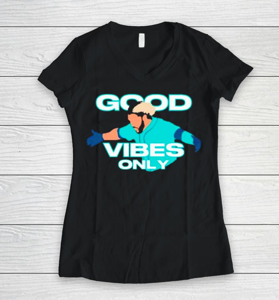 Geno Suarez Good Vibes Only Women V-Neck T-Shirt